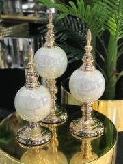 Dekoratif 3'lü Alem Beyaz Gold