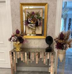 Lateks Çiçekli & Aynalı Gold Tablo No:7