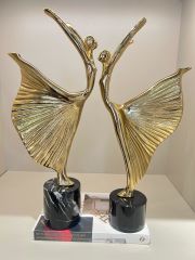 Mermer Kaideli İkili Balerin Dekor Gold