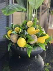 Yapay Limonlu tasarım Vazo /Siyah